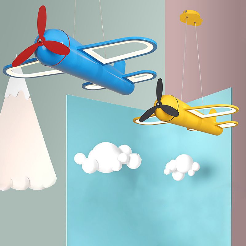 Aria Flugzeug Design LED Pendelleuchte Gelb&Blau Schlaf/Wohn/Esszimmer Metall