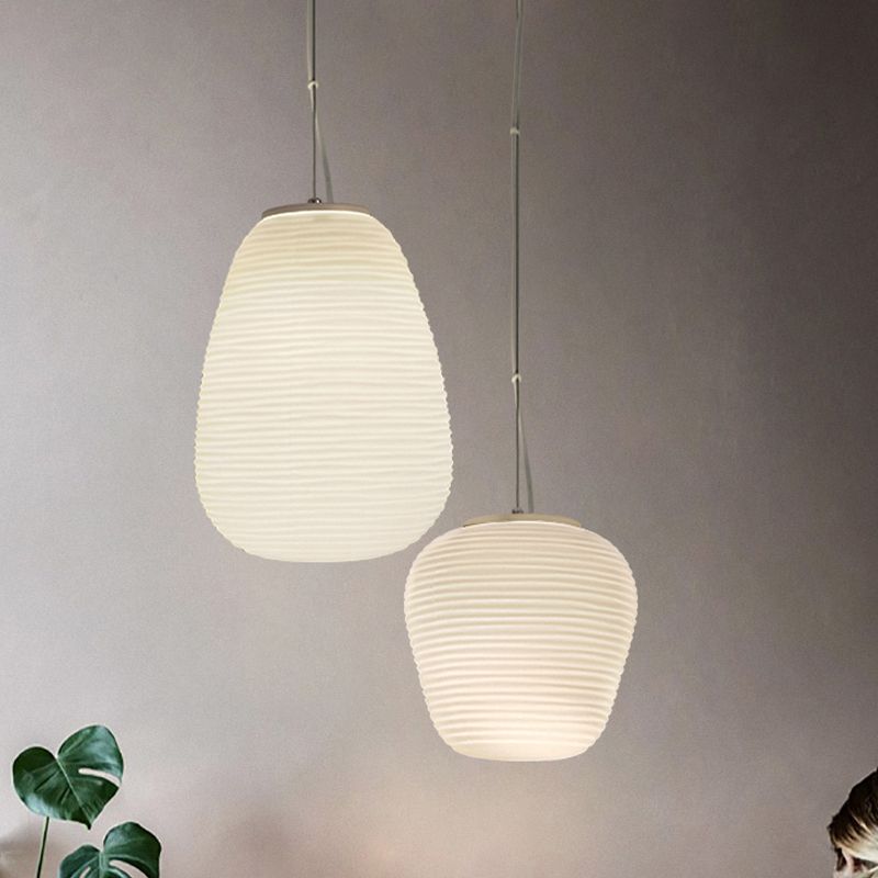 Ritta Designer Einfache LED Pendelleuchte Weiß Schlafzimmer Glas/Metall 3 Größen