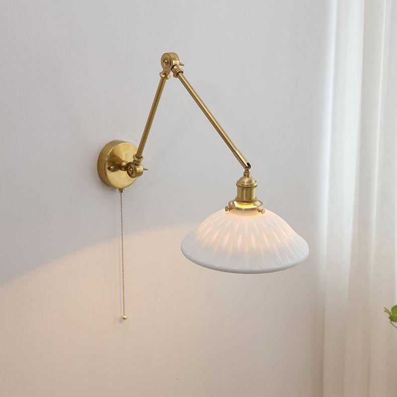 Arisha Modern Wandleuchte, Trommel, Keramik/Metall, Weiß, Schlafzimmer