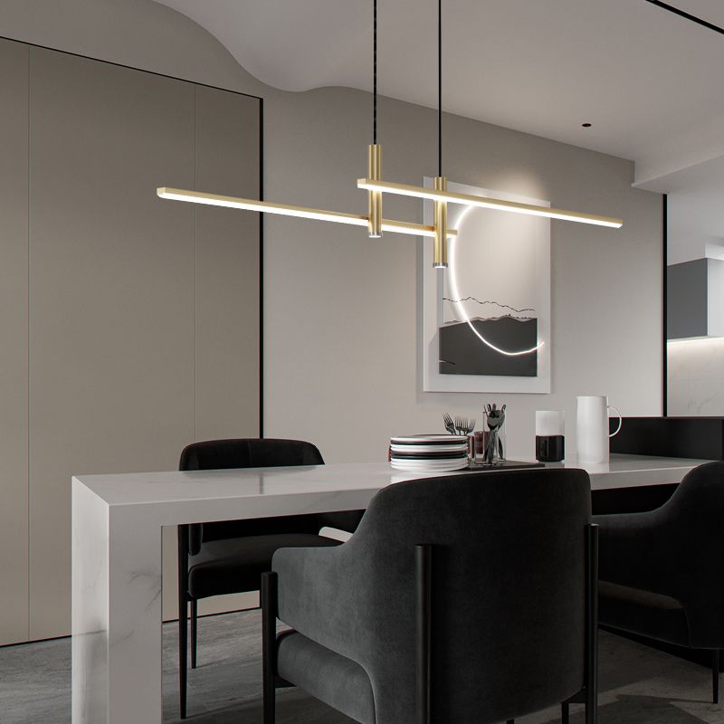 Arisha Minimalistisch Linear Pendelleuchte Schwarz/Gold Schlaf/Ess/Wohnzimmer