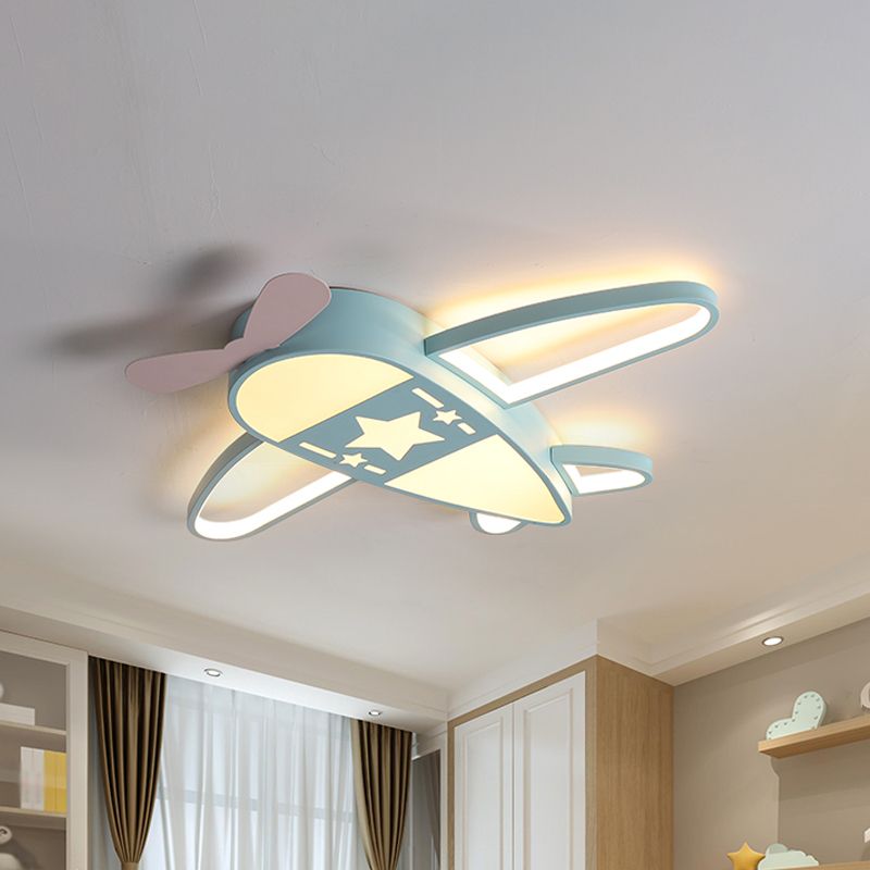 Valentina Design LED Deckenleuchte Flugzeugform Blau/Rosa Wohn/Kinderzimmer Metall&Acryl ∅58CM