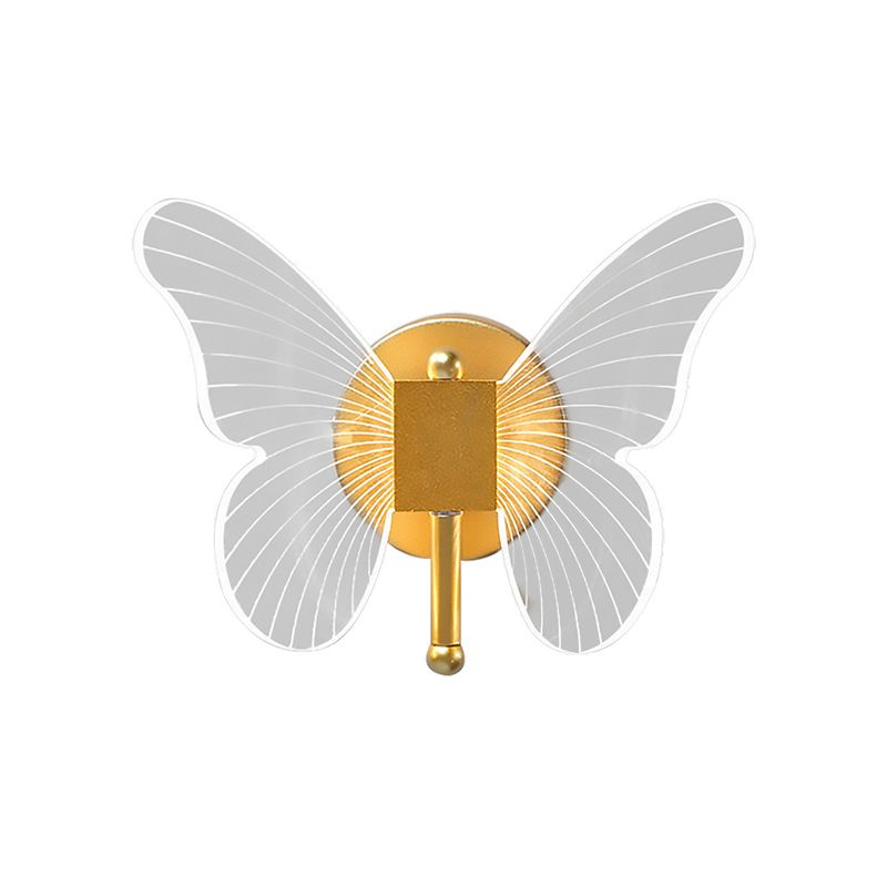 Arisha Modern Niedlicher Schmetterling LED Wandleuchte Gold Wohn/Schlafzimmer Metall