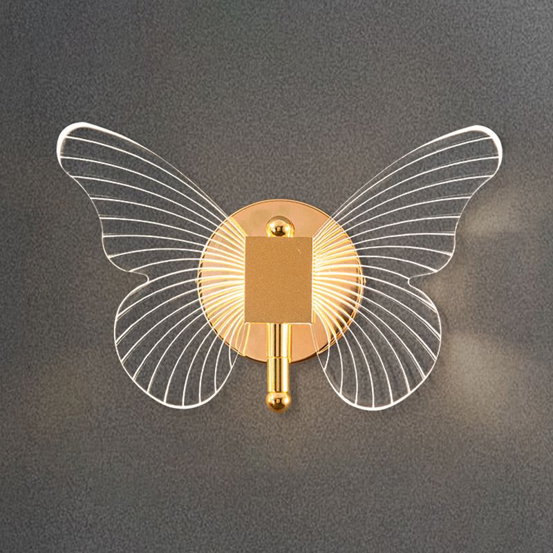 Arisha Modern Niedlicher Schmetterling LED Wandleuchte Gold Wohn/Schlafzimmer Metall