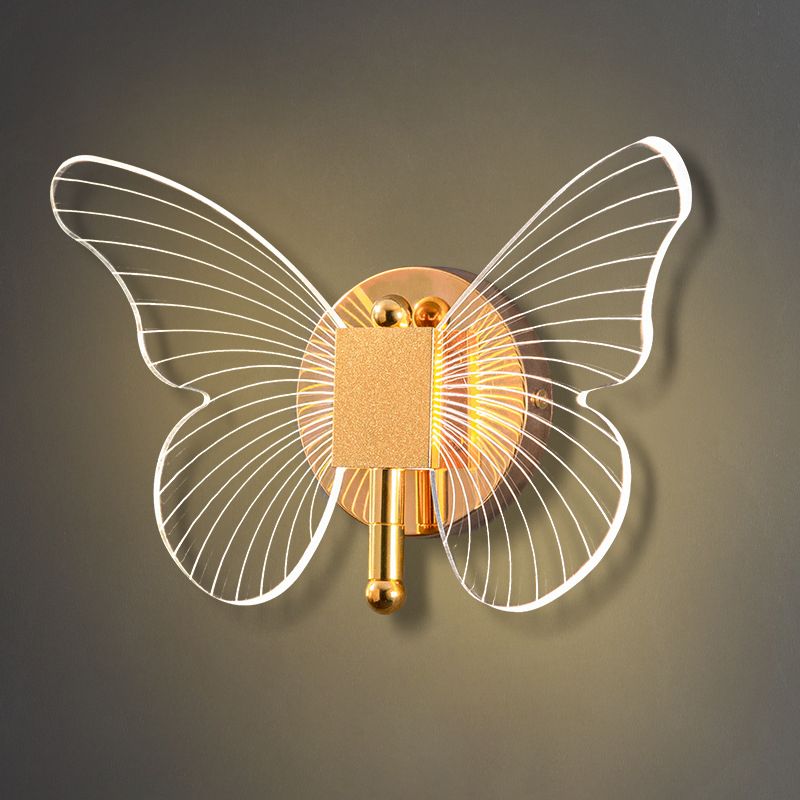 Arisha Modern Niedlicher Schmetterling LED Wandleuchte Gold Wohn/Schlafzimmer Metall