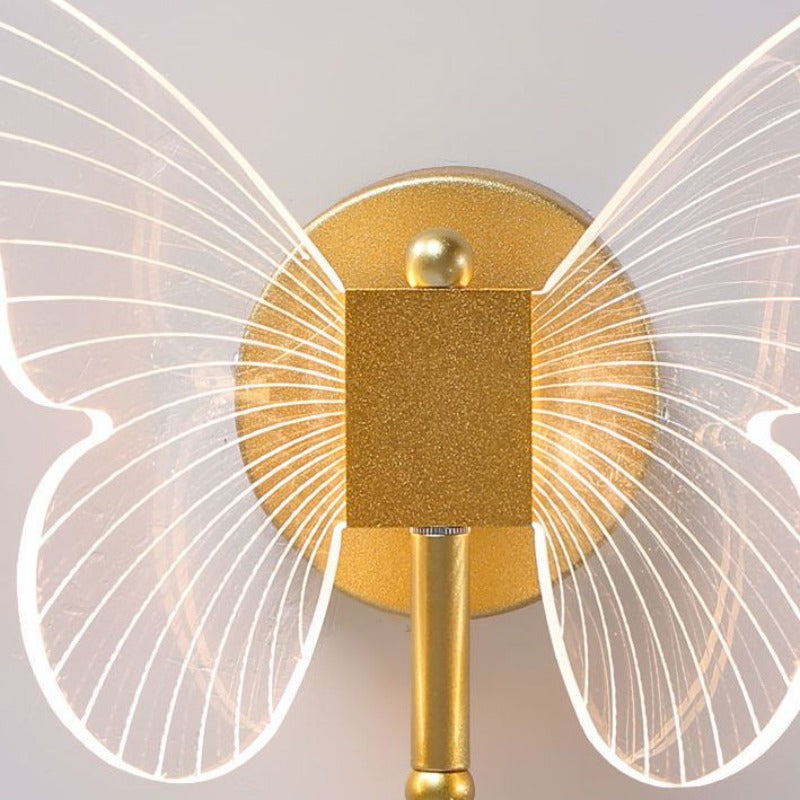 Arisha Modern Niedlicher Schmetterling LED Wandleuchte Gold Wohn/Schlafzimmer Metall