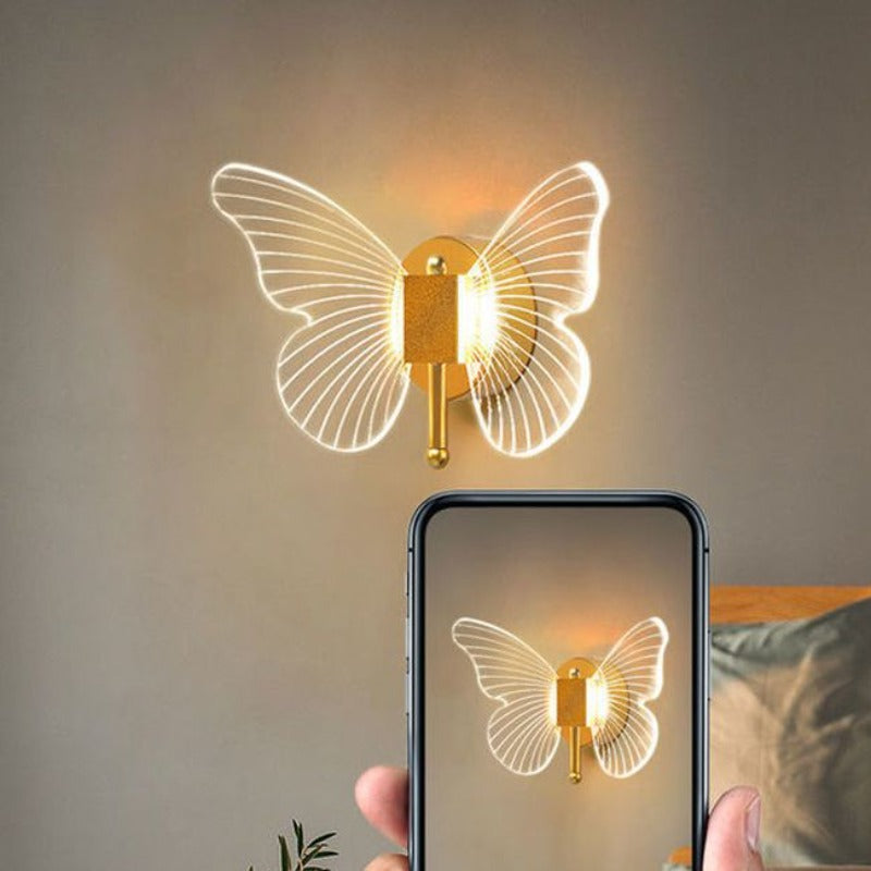 Arisha Modern Niedlicher Schmetterling LED Wandleuchte Gold Wohn/Schlafzimmer Metall