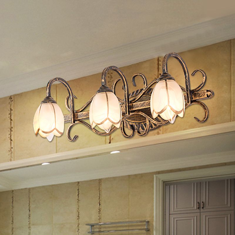 Arisha Retro Blume LED Wandlampe Messing Wohn/Schlafzimmer Metall/Glas