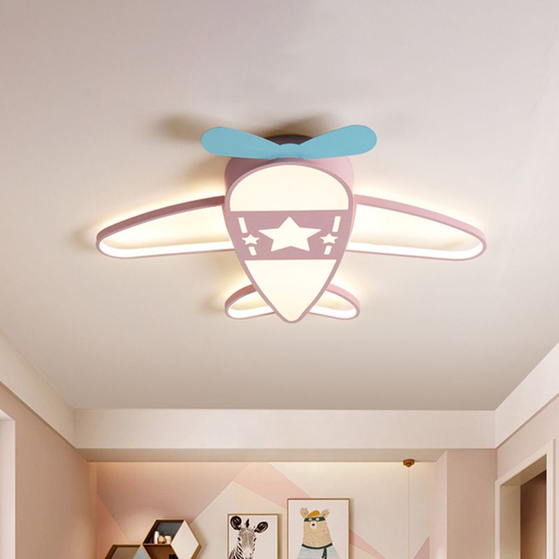 Valentina Design LED Deckenleuchte Flugzeugform Blau/Rosa Wohn/Kinderzimmer Metall&Acryl ∅58CM