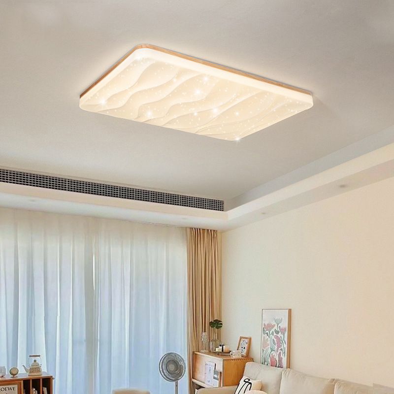 Muto Minimalistisch Geometrische LED Deckenleuchte Weiß Schlafzimmer Holz Acryl 3 Stile