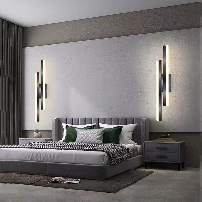 Arisha Modern LED Wandleuchte Schwarz/Gold Wohn/Schlafzimmer Acryl&Metall