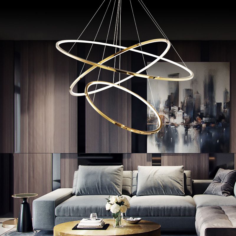 Arisha Minimalistische Ring LED Pendelleuchte Gold Wohn/Schlaf/Esszimmer Esstisch Metall&Acryl