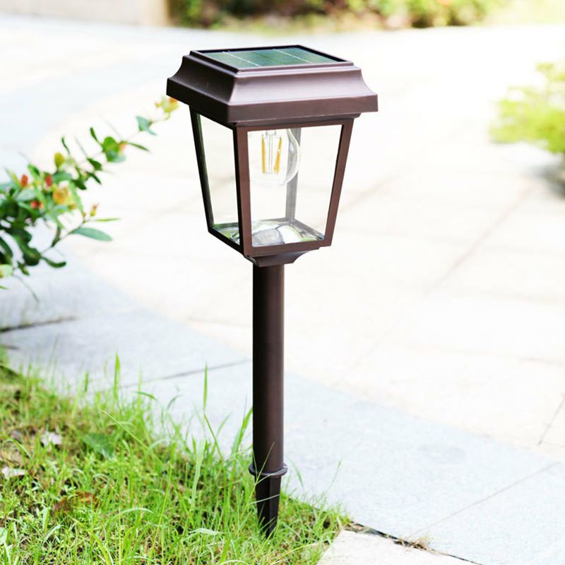Ray Modern LED Außenleuchte Trapez Solarenergie Schwarz/Kaffee Garten Metall&Glas