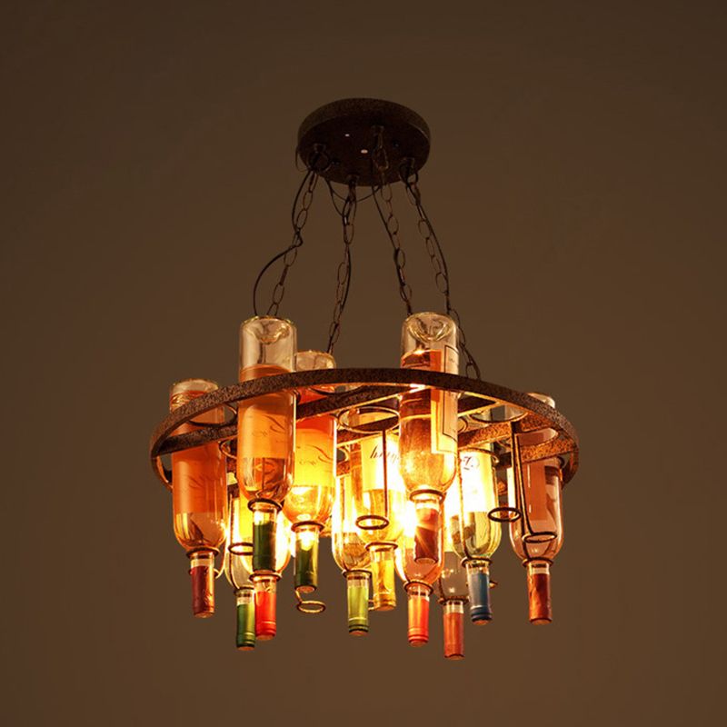Valentina Antik Pendelleuchte, Weinflasche, Metall/Glas, Farbenfroh, Schlafzimmer