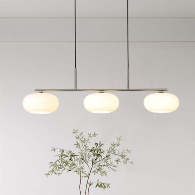 Valentina Modern LED Pendelleuchte Silber/Gold Esszimmer Esstisch Metall&Glas 3-flammig 100CM Lang