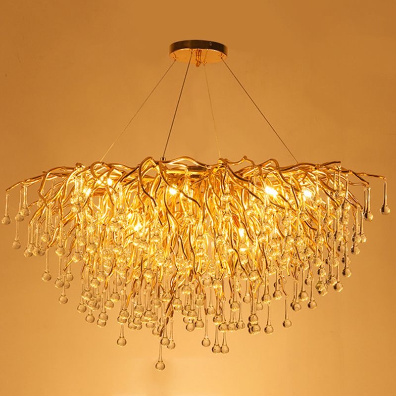 Arisha Design LED Kronleuchter Quastenförmige Gold Wohn/Schlaf/Esszimmer Metall&Kristall ∅60CM/80CM/100CM