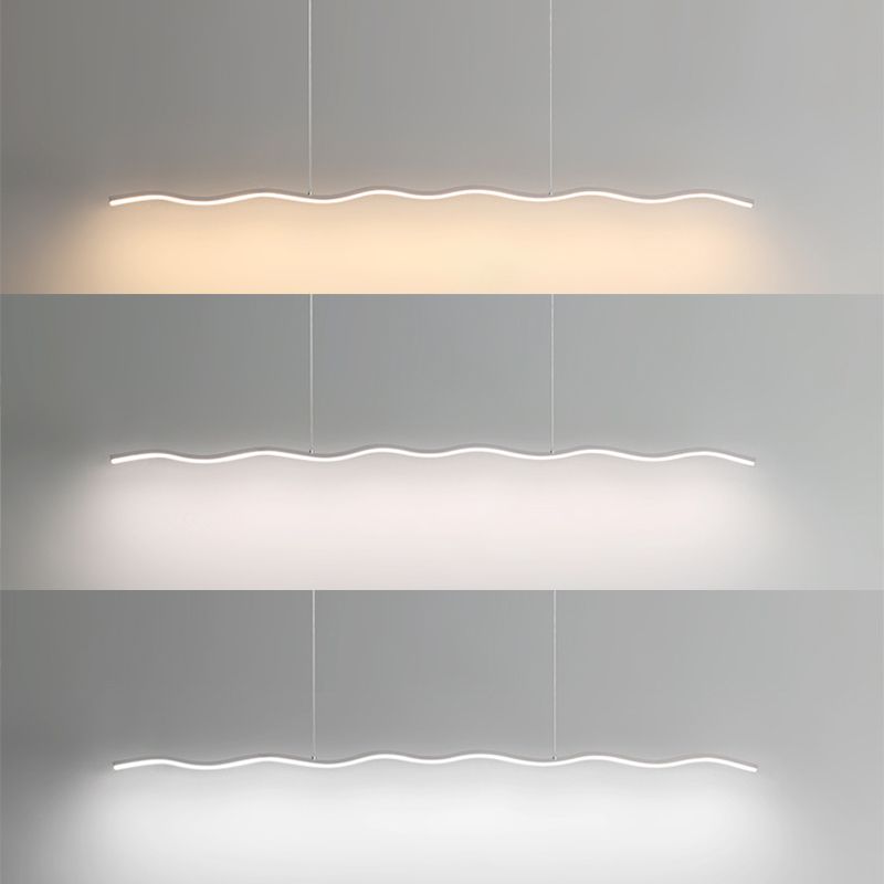 Arisha Modern LED Pendelleuchte Dimmbar Welle Linear Esszimmer Schwarz/Weiß Metall