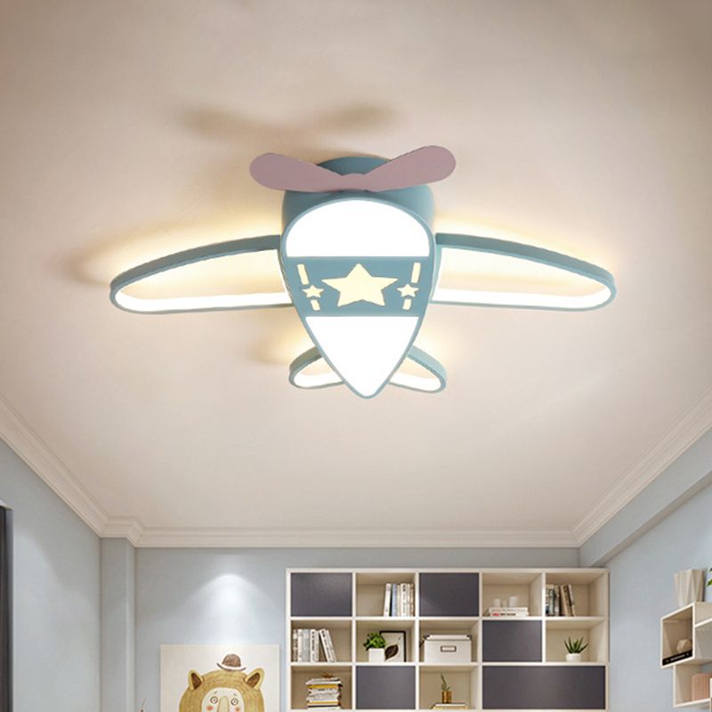 Valentina Design LED Deckenleuchte Flugzeugform Blau/Rosa Wohn/Kinderzimmer Metall&Acryl ∅58CM