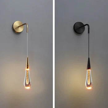 Kristy Modern Water Drop Wandleuchte, Schwarz/Gold