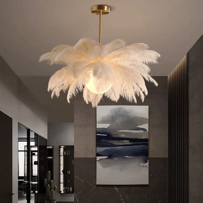 O'Moore Kronleuchter Feder Weiß Schlaf/Wohnzimmer