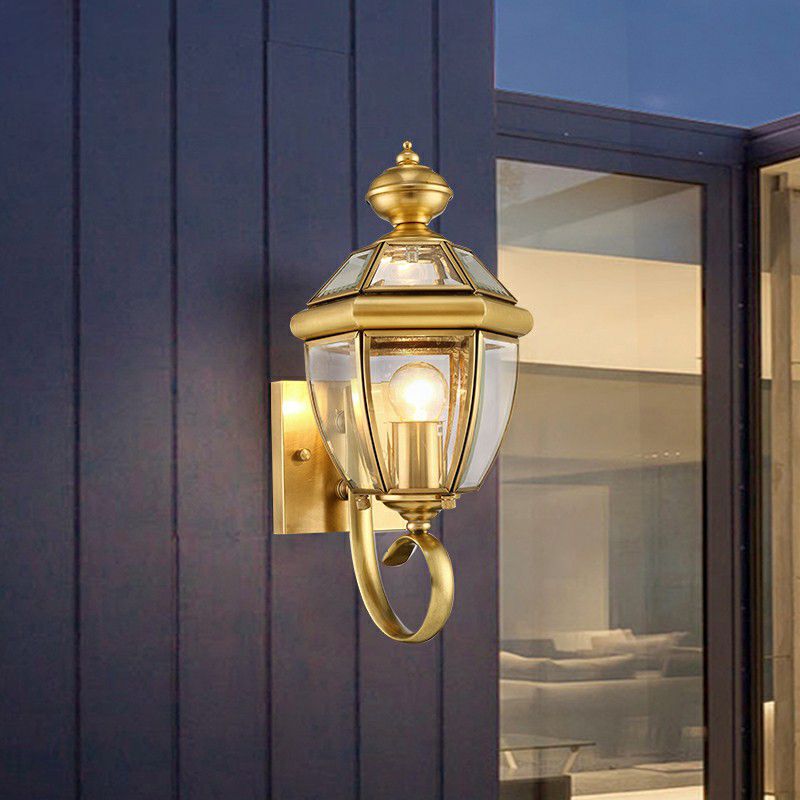 Silva LED Vintage Laterne Wandleuchte Gold, Außen, Metall