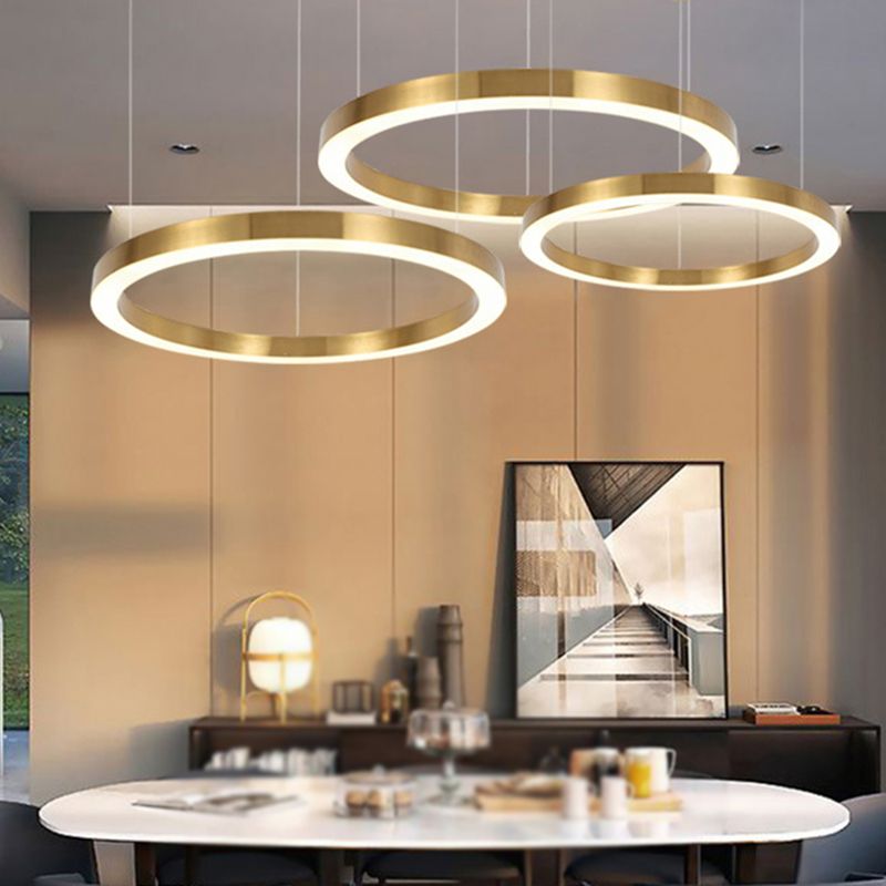Arisha Modern Pendelleuchte Ring Wohnzimmer Schlafzimmer, Gold, Metall Acryl