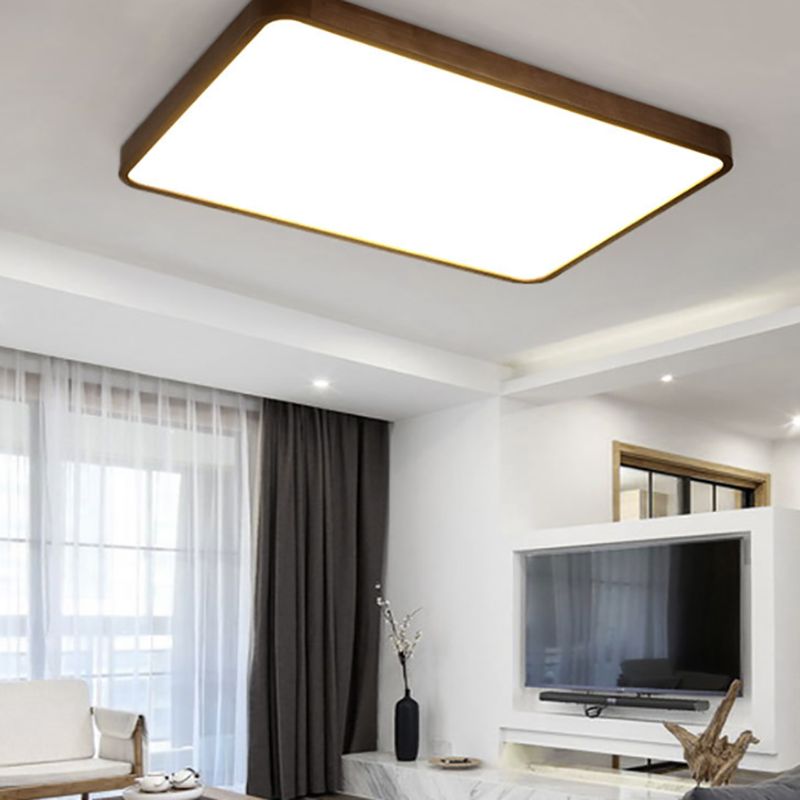 Muto Modern LED Deckenleuchte Geometric Weiß Wohn/Schlafzimmer Holz