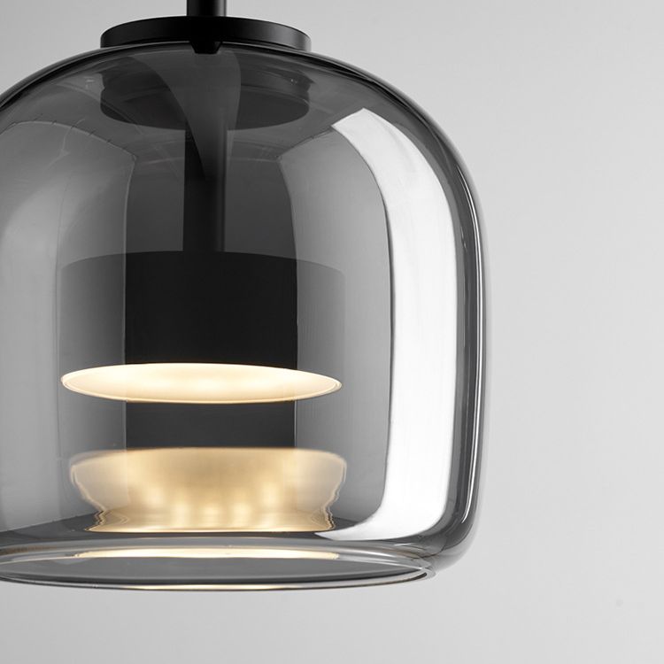 Valentina Modern LED Pendelleuchte Schale Wohnzimmer Schlafzimmer, Schwarz, Glas