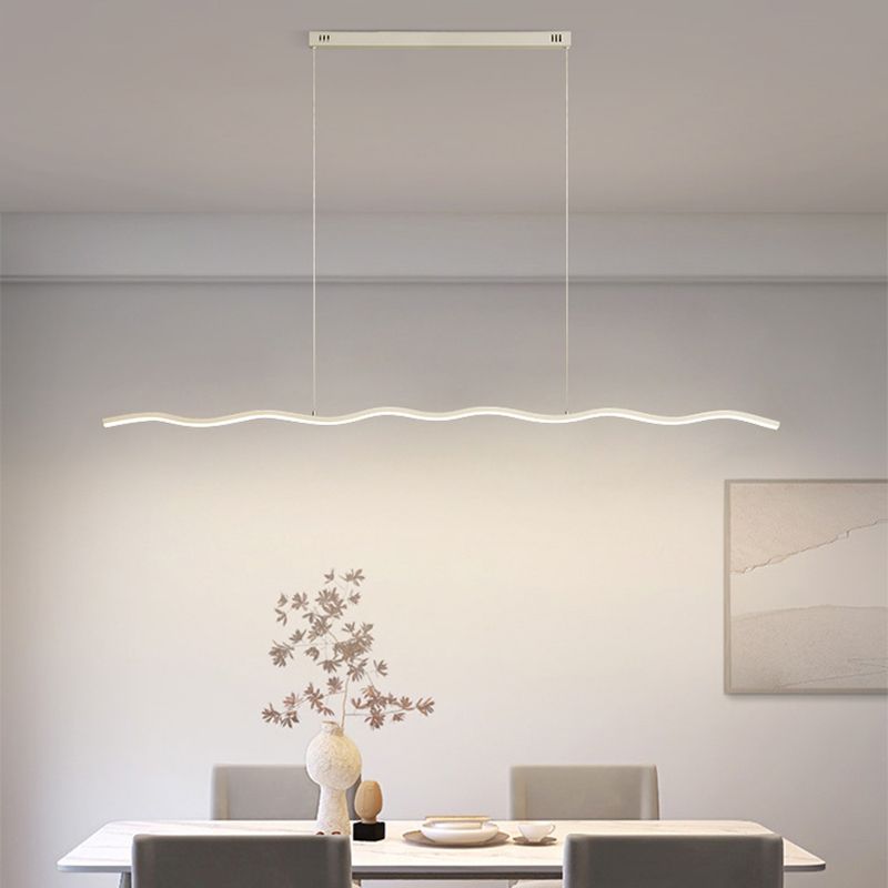 Arisha Modern LED Pendelleuchte Dimmbar Welle Linear Esszimmer Schwarz/Weiß Metall