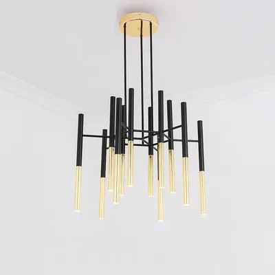 Arixon Kronleuchter Moderne Stäbe Schwarz Gold