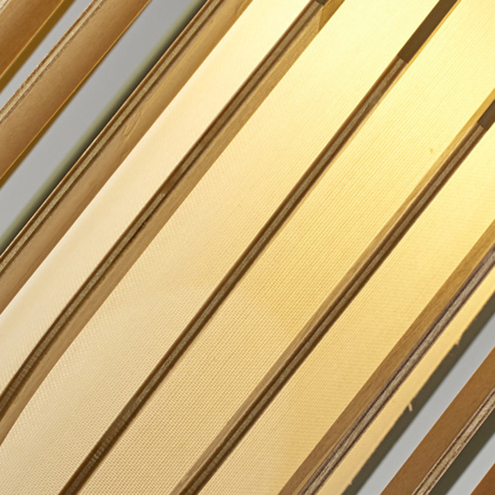 Muto Moderne LED Pendelleuchte Schlaf/Wohnzimmer Gold Holz/Stoff