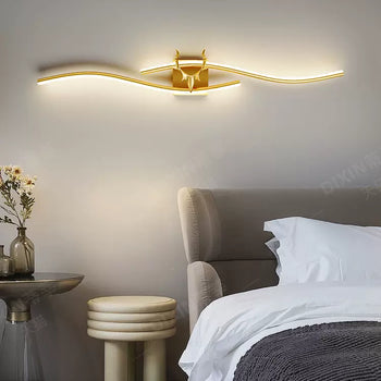 Arisha Modern Linear LED Wandleuchte Schwarz/Gold Innen Metall Dimmbar