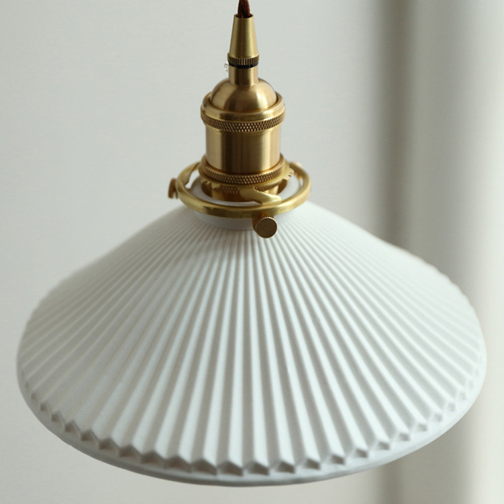 Muto Vintage LED Wandleuchte Plissee, Innen Treppenhaus, Glas/Holz/Keramik