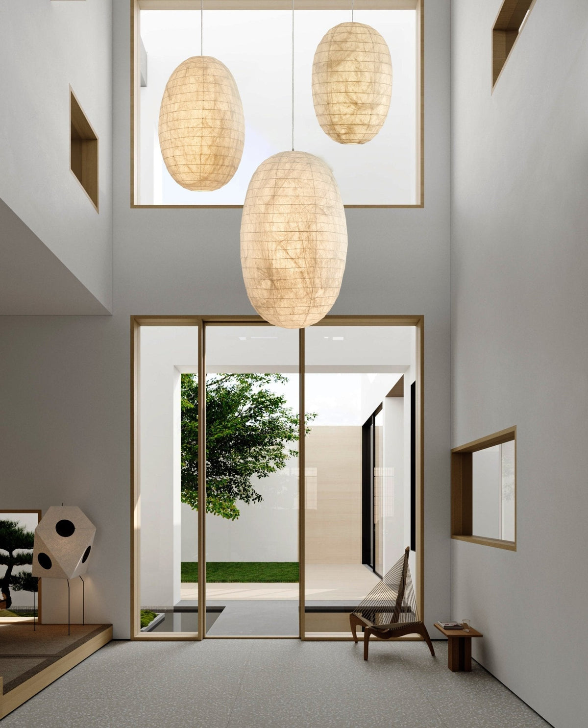 Cove Pendelleuchte aus Seide im Retro-Stil