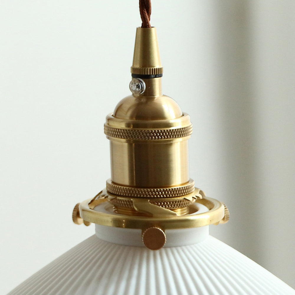 Muto Vintage LED Wandleuchte Plissee, Innen Treppenhaus, Glas/Holz/Keramik