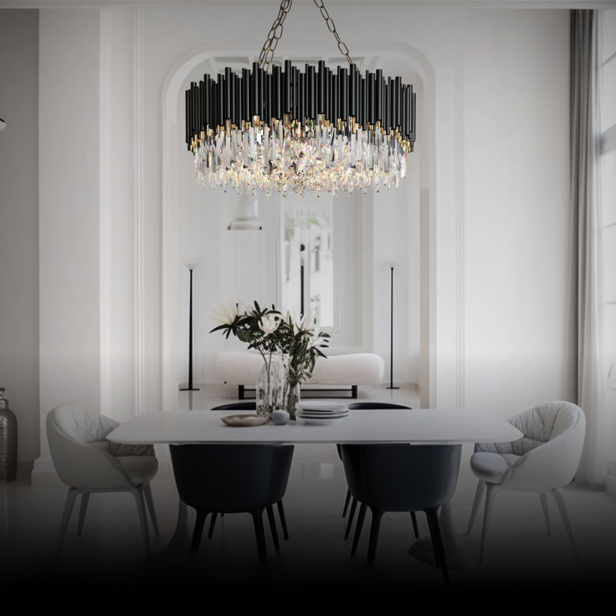 Kristy Industriell Metall/Kristall Kronleuchter Schwarz Wohnzimmer