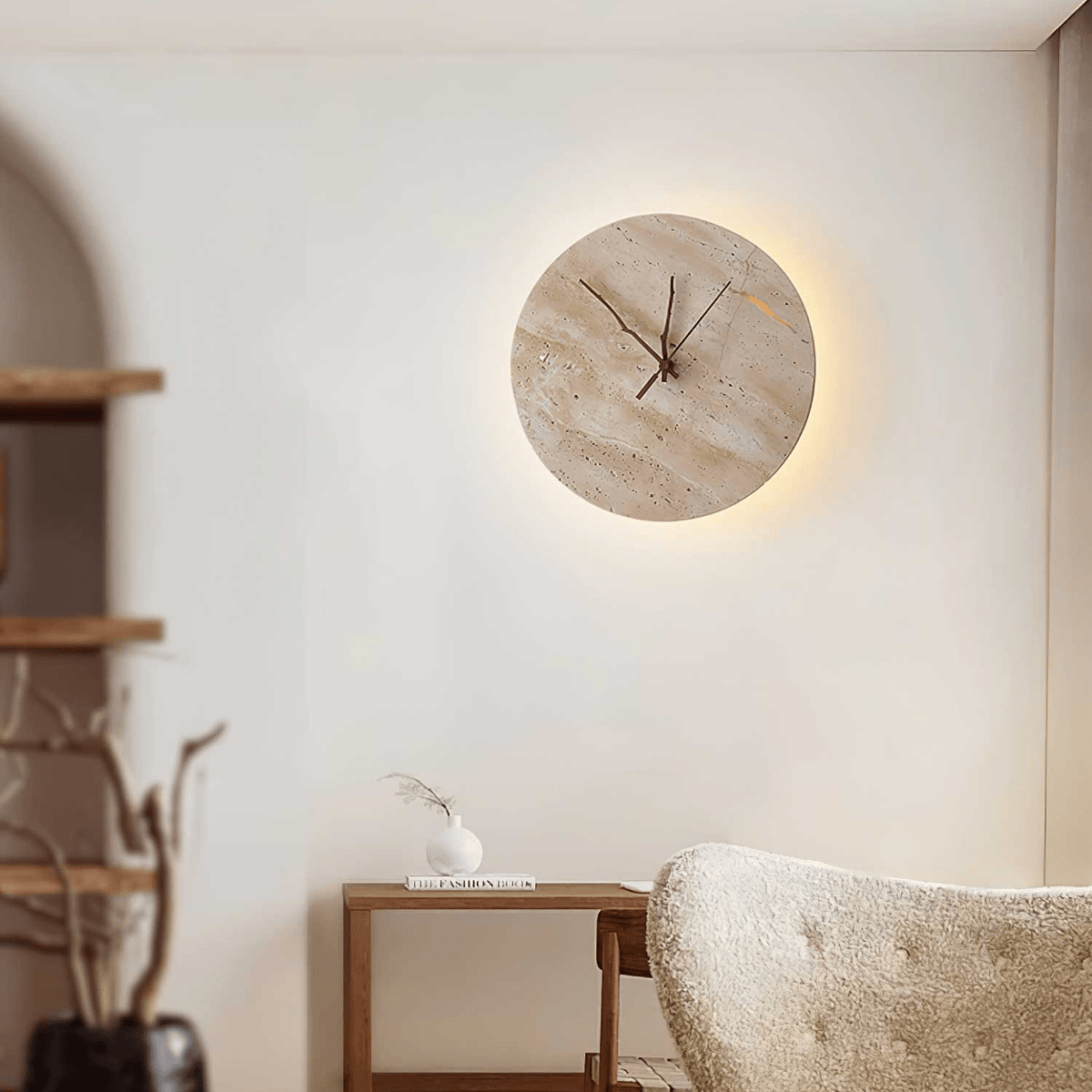Nororielle Minimalistische Wandleuchte aus Travertin in Gelb