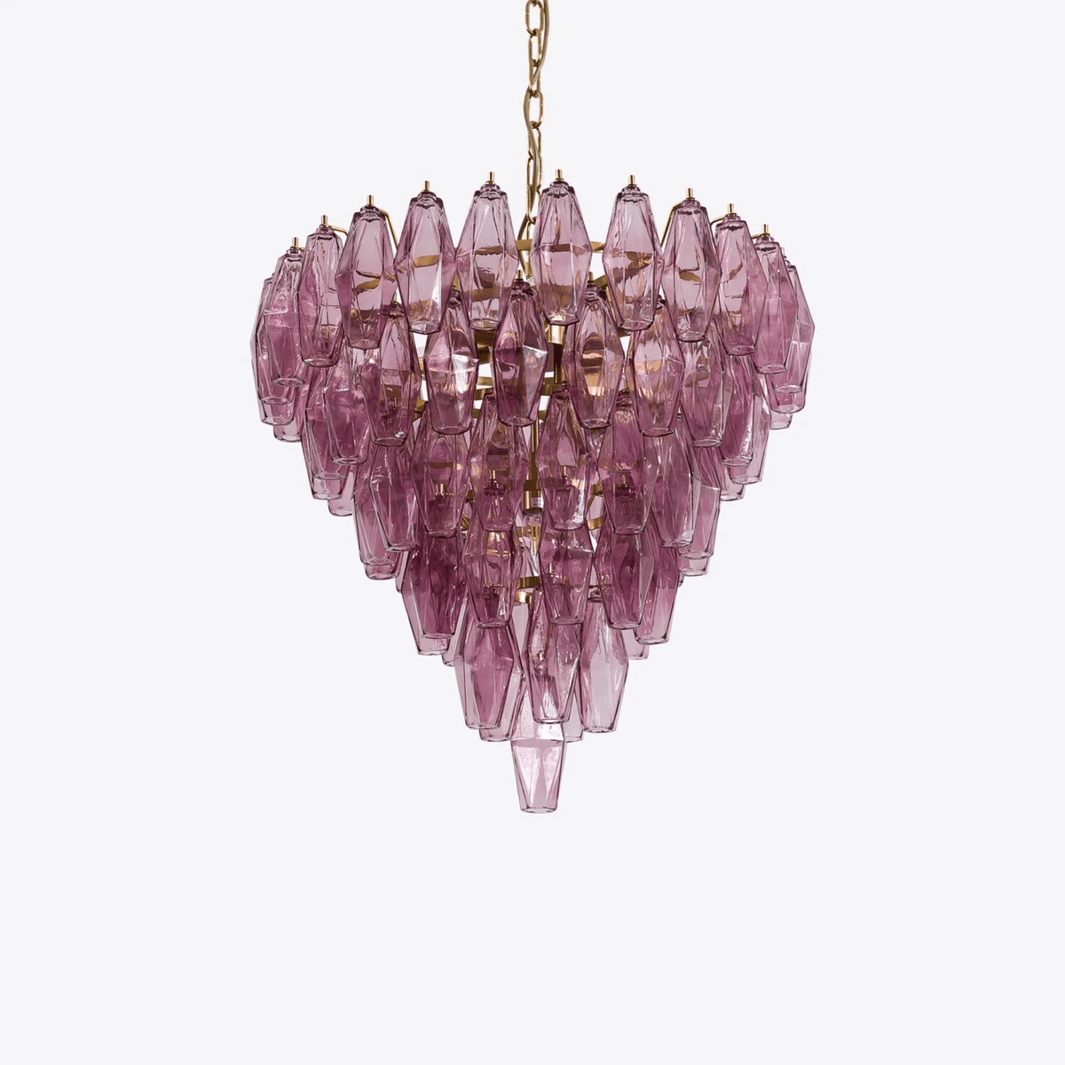 Eirenora Kronleuchter aus rosa facettiertem Glas in Schichtbauweise Vintage