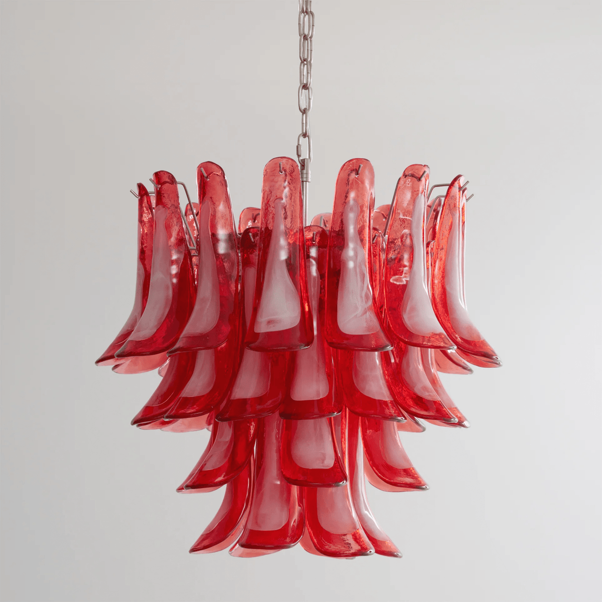 Celoelle Kronleuchter Karmesin Murano-Glasblüten geschichtet Vintage