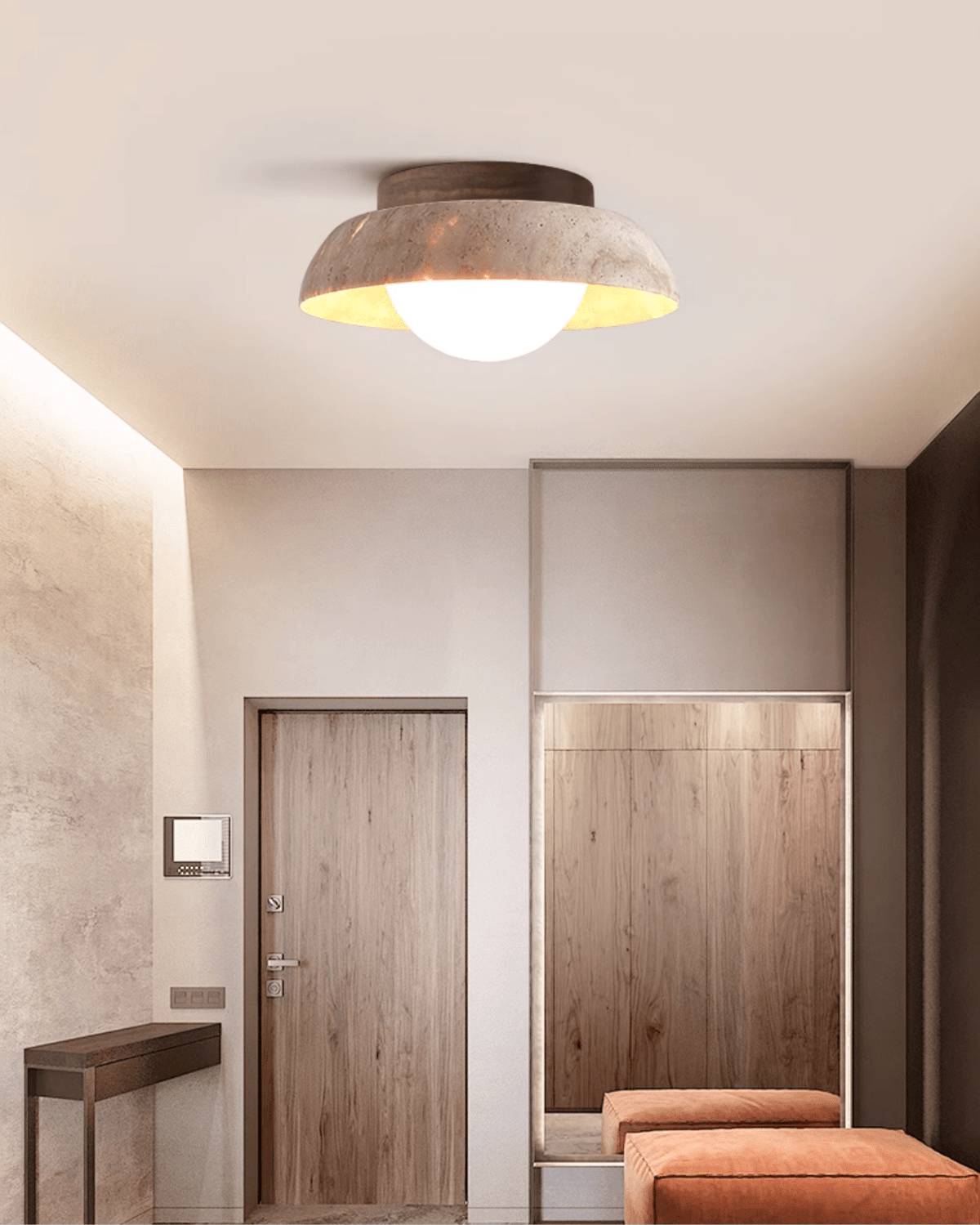 Anya Disc-Dome Travertine Deckenleuchte