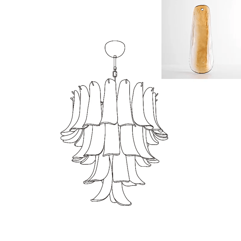 Celiian Kronleuchter Murano-Glas-Blütenblätter Vintage
