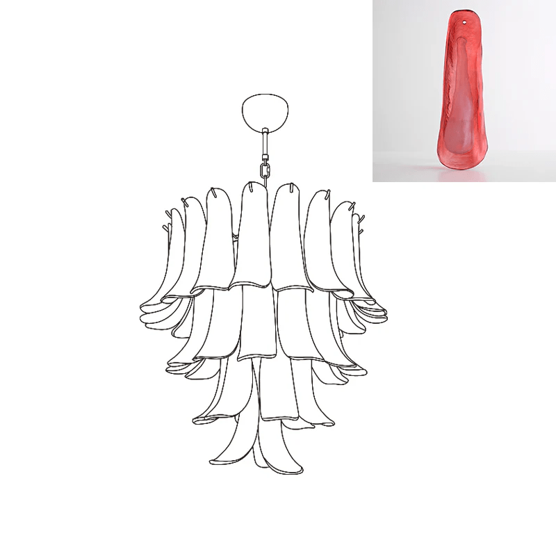 Celiian Kronleuchter Murano-Glas-Blütenblätter Vintage