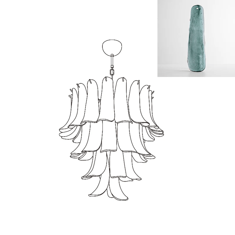 Celiian Kronleuchter Murano-Glas-Blütenblätter Vintage