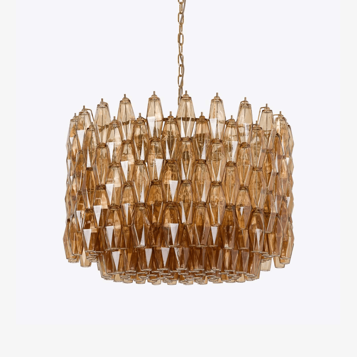 Celenella Kronleuchter Zylinder Bernsteinfarbenes Glas Elegant