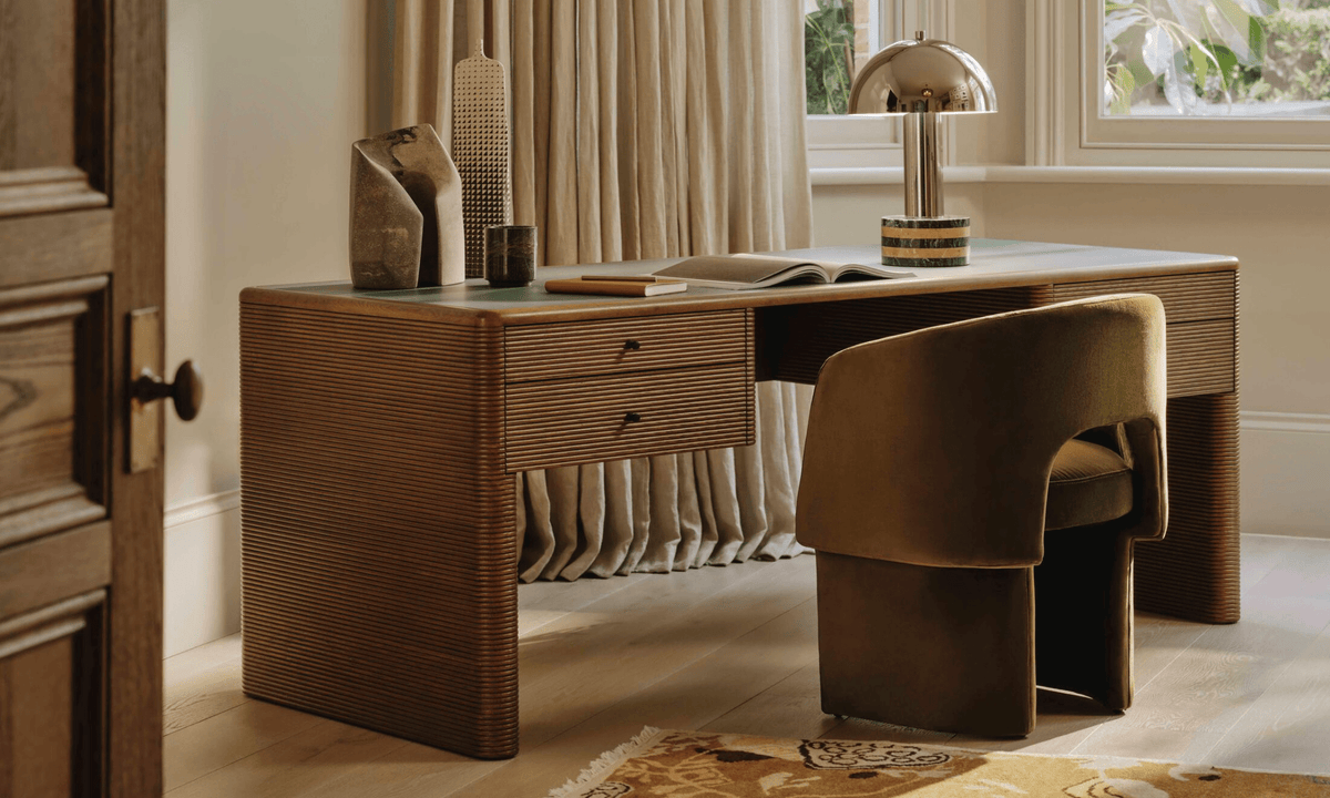 Strata Minimalistische Marmor-Tischleuchte in Grau & Beige