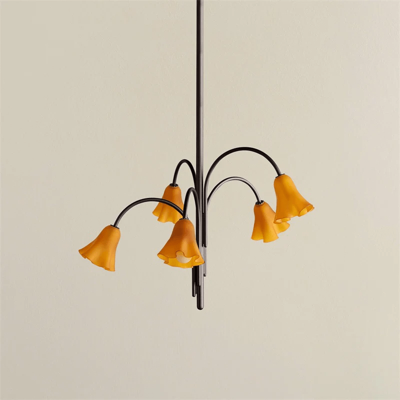 Lioreriel Kronleuchter Blossom Petal aus Glas mit geschwungenen Armen