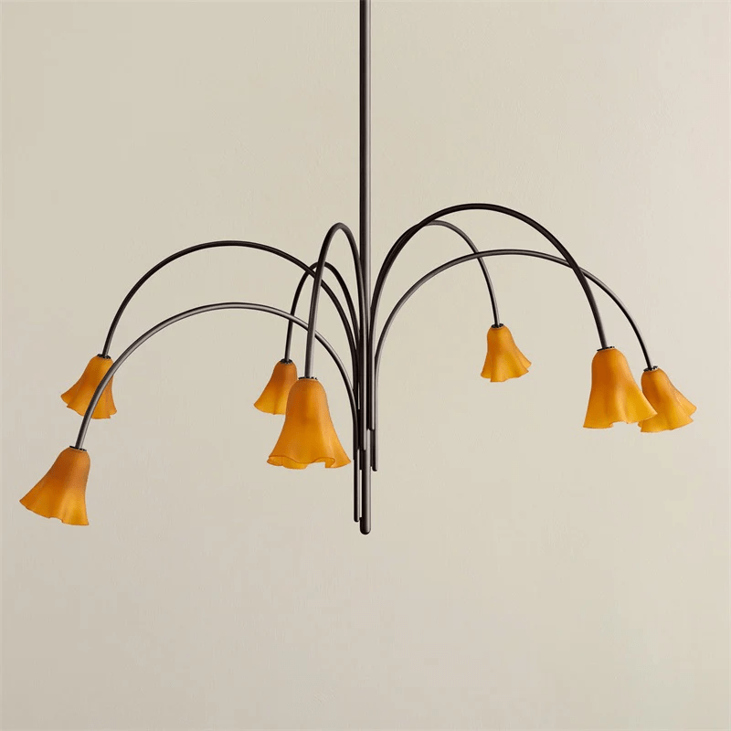 Lioreriel Kronleuchter Blossom Petal aus Glas mit geschwungenen Armen