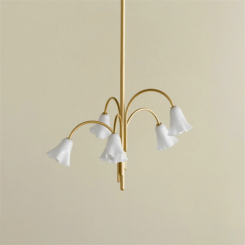 Lioreriel Kronleuchter Blossom Petal aus Glas mit geschwungenen Armen
