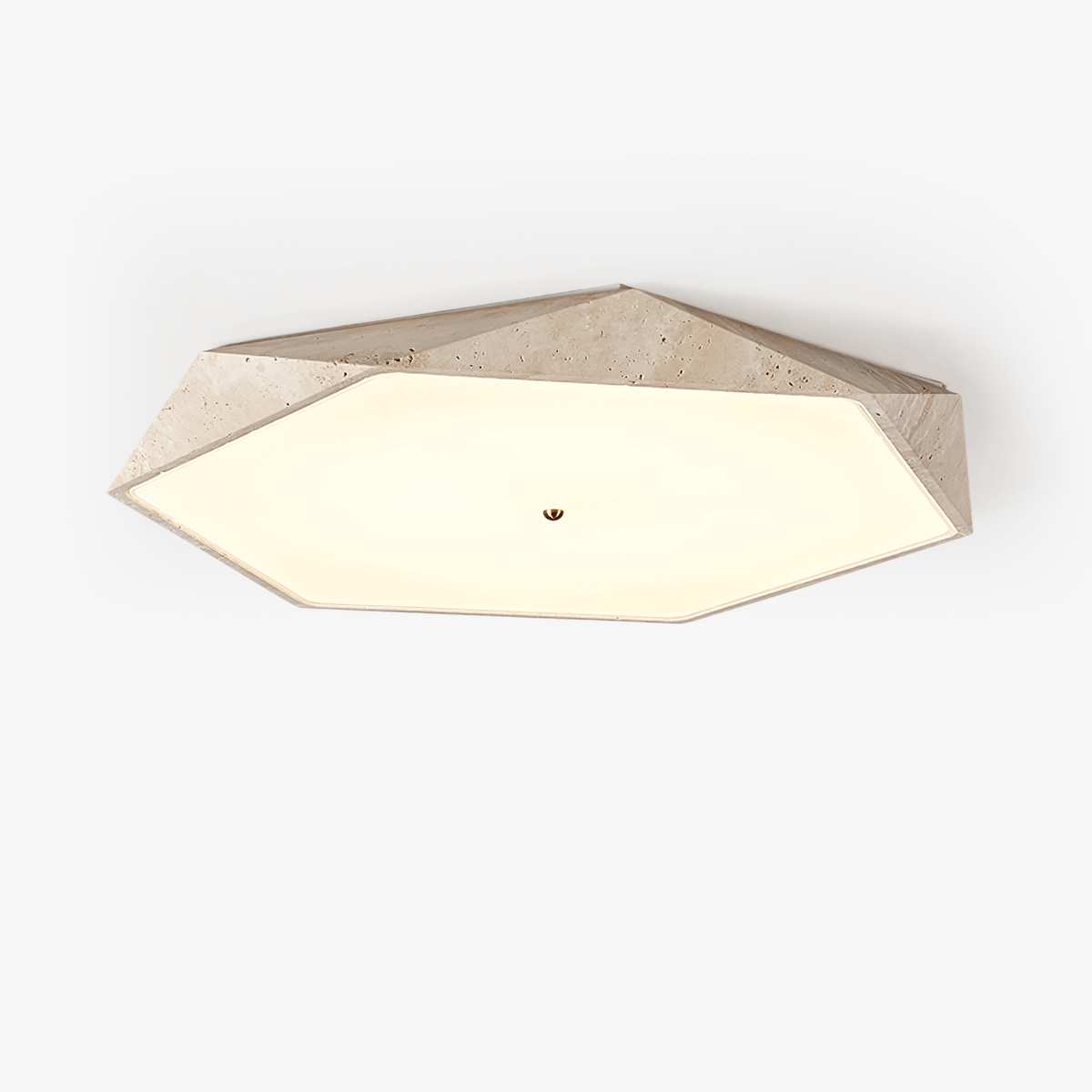 Hexagonale Deckenleuchte aus gelbem Travertin