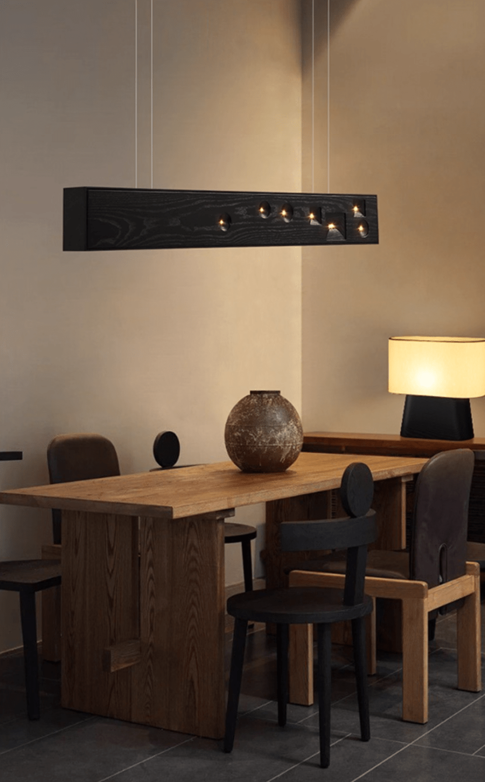 Elvorora Pendelleuchte Holz Linear LED Edelstein