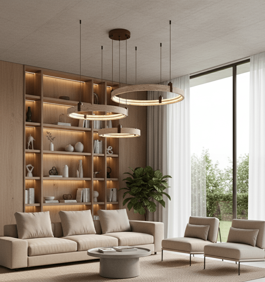 Celestial Orbit Travertine Ring Kronleuchter